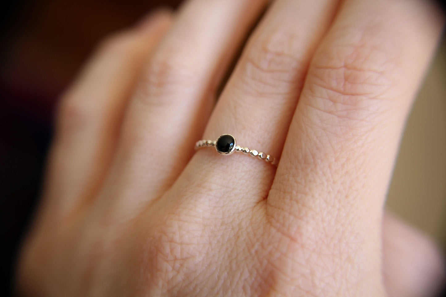 Black Onyx Stacking Ring, Onyx Ring, Natural Gemstone Ring, Yin and Yang, Onyx, Gemstone Stacking Ring, Black, Onyx Stone, Simple, Gift