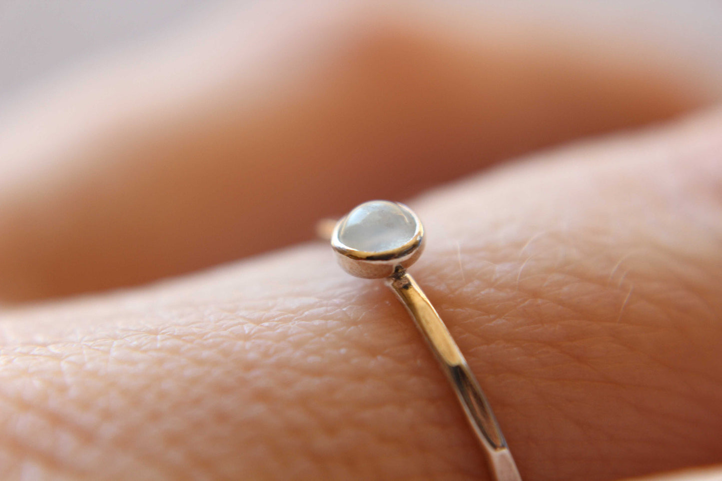 Tiny Moonstone Ring, Sterling Silver Moonstone Ring, Dainty Ring, Tiny White Moonstone Ring, Thin Ring, June Birthstone, Moonstone, Gift