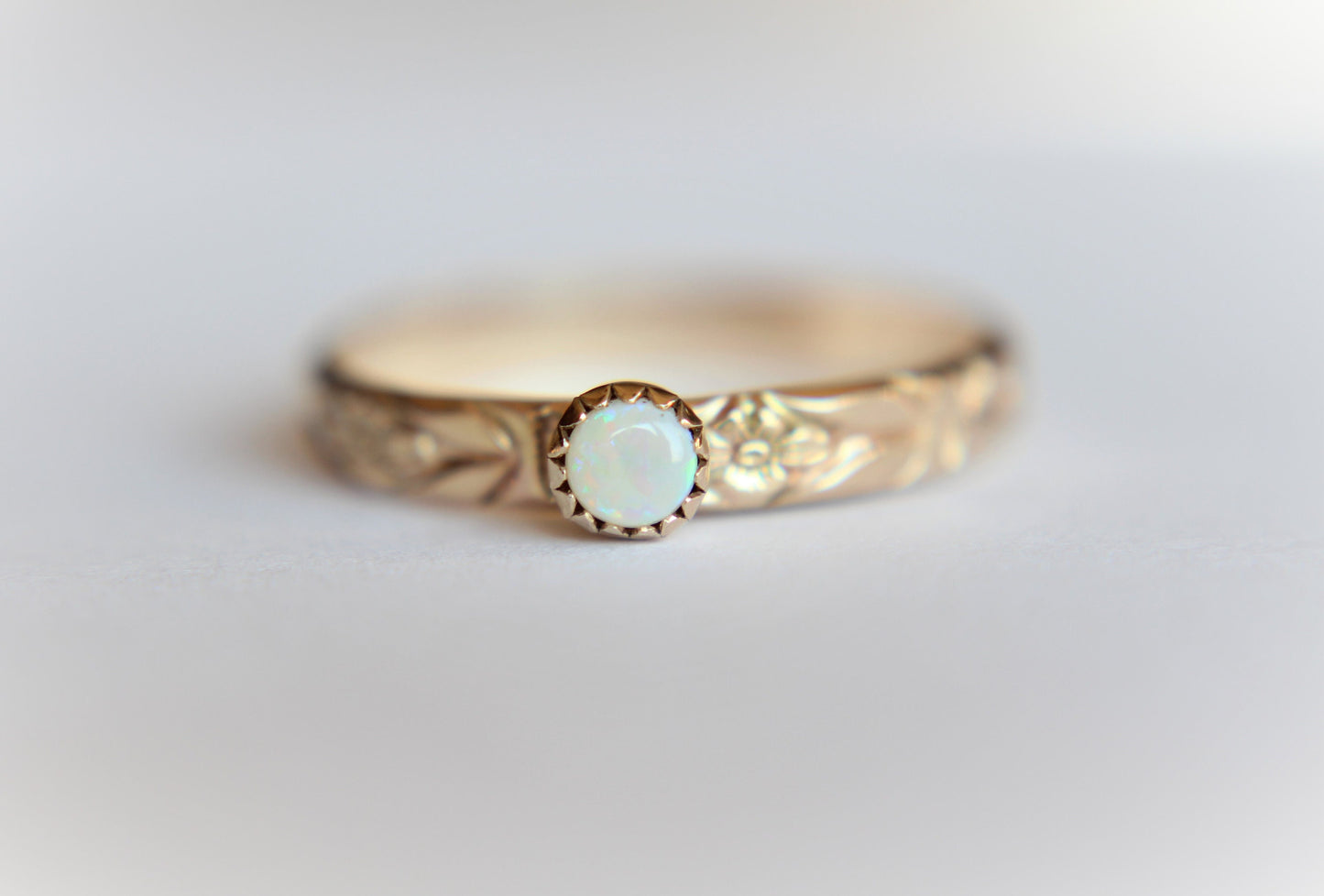 Opal Ring, Gold Opal Ring, Engagement Ring, Opal Engagement Ring, June Birthstone, Gemstone Stacking Ring, White Opal Ring, Gift, Natural