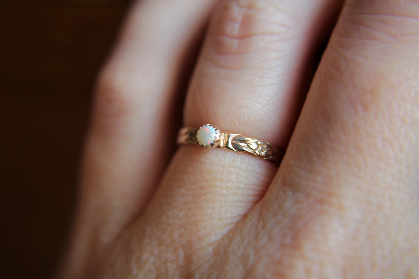 Opal Ring, Gold Opal Ring, Engagement Ring, Opal Engagement Ring, June Birthstone, Gemstone Stacking Ring, White Opal Ring, Gift, Natural