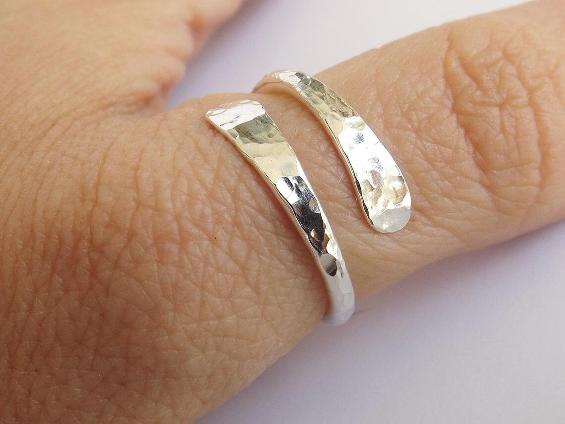 Bypass Thumb Ring,Hammered Thumb Ring,Textured Thumb Ring,Wrap Around Ring,Statement Ring,Bypass Ring,Sterling Silver Jewellery, Modern Ring