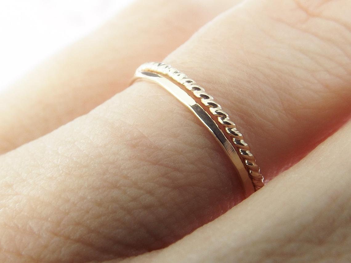 Simple Gold Stacking Set,Mixed Metals Ring Set,Textured Rings,Faceted Ring,Boho Ring Set,Stacking Rings,Boho Chic,Goldfilled or Sterling