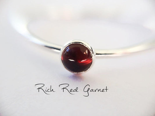 Garnet Stacking Ring, Garnet Ring, Natural Gemstone Ring, January Birthstone, Garnet, Gemstone Stacking Ring, Red, Garnet Stone, Gift