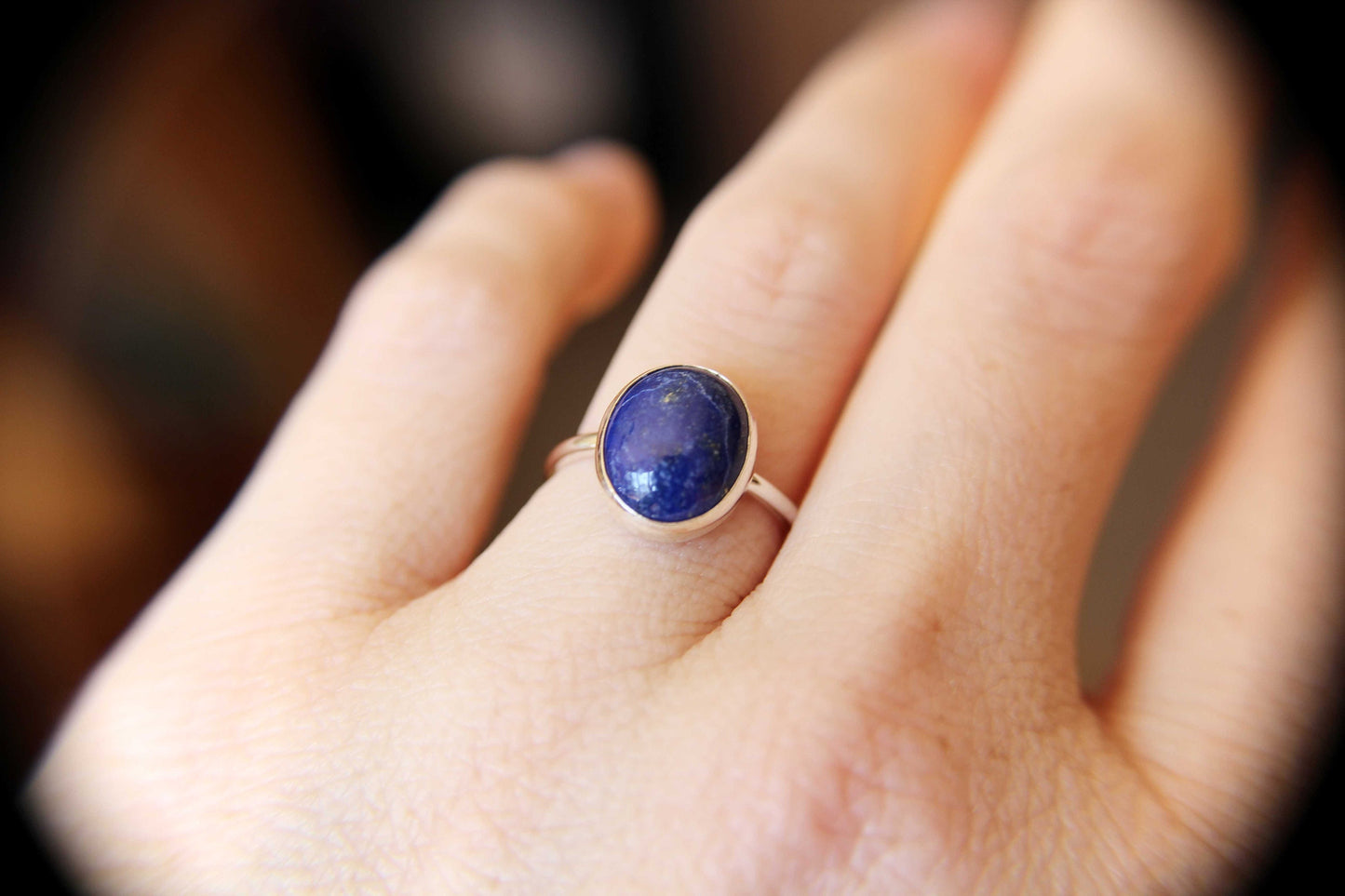 Lapis Lazuli Ring, Large Lapis Lazuli Ring, Lapis Jewelry, Gemstone Jewelry, Natural Stone, Cocktail Ring, Silver Lapis Lazuli Ring, Gift