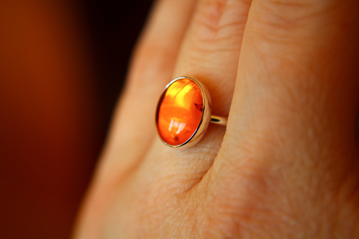 Amber Ring, Gemstone Ring, Large Amber Ring, Baltic Amber, Modern, Simple, Everyday, Gift, Gemstone Jewelry, Natural Stone, Cocktail Ring