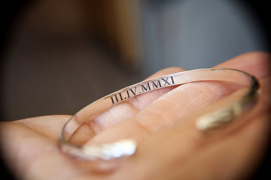 Roman Numeral Cuff Bracelet,Roman Numeral  Bracelet,Personalized Bar Bracelet,Custom ID Bracelet,Roman Numeral Jewelry, Anniversary Bracelet