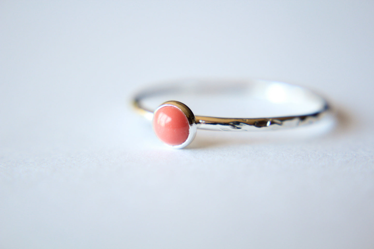 Coral Stacking Ring, Coral Ring, Natural Gemstone Ring, Coral, Gemstone Stacking Ring, Coral Gemstone, Coral Jewelry, Gift
