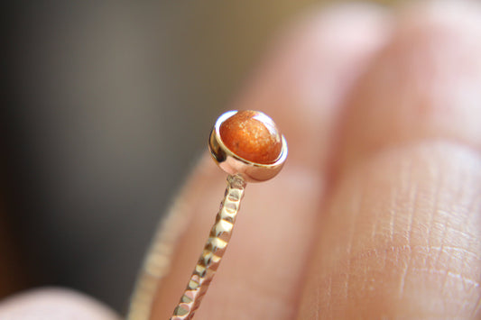 Sunstone Ring, Gemstone Ring, Engagement Ring, Romantic Ring, Sunstone, Sunstone Stacking Ring, Faceted Gemstone Ring, Sunstone, 5mm stone