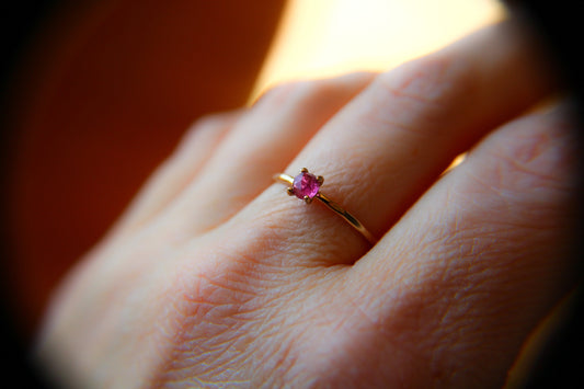 Rose Cut Tourmaline Ring, Pink Tourmaline Ring, Natural Gemstone Ring, Romantic Ring, Valentines, Gold Stacking Ring, Textured, Gift