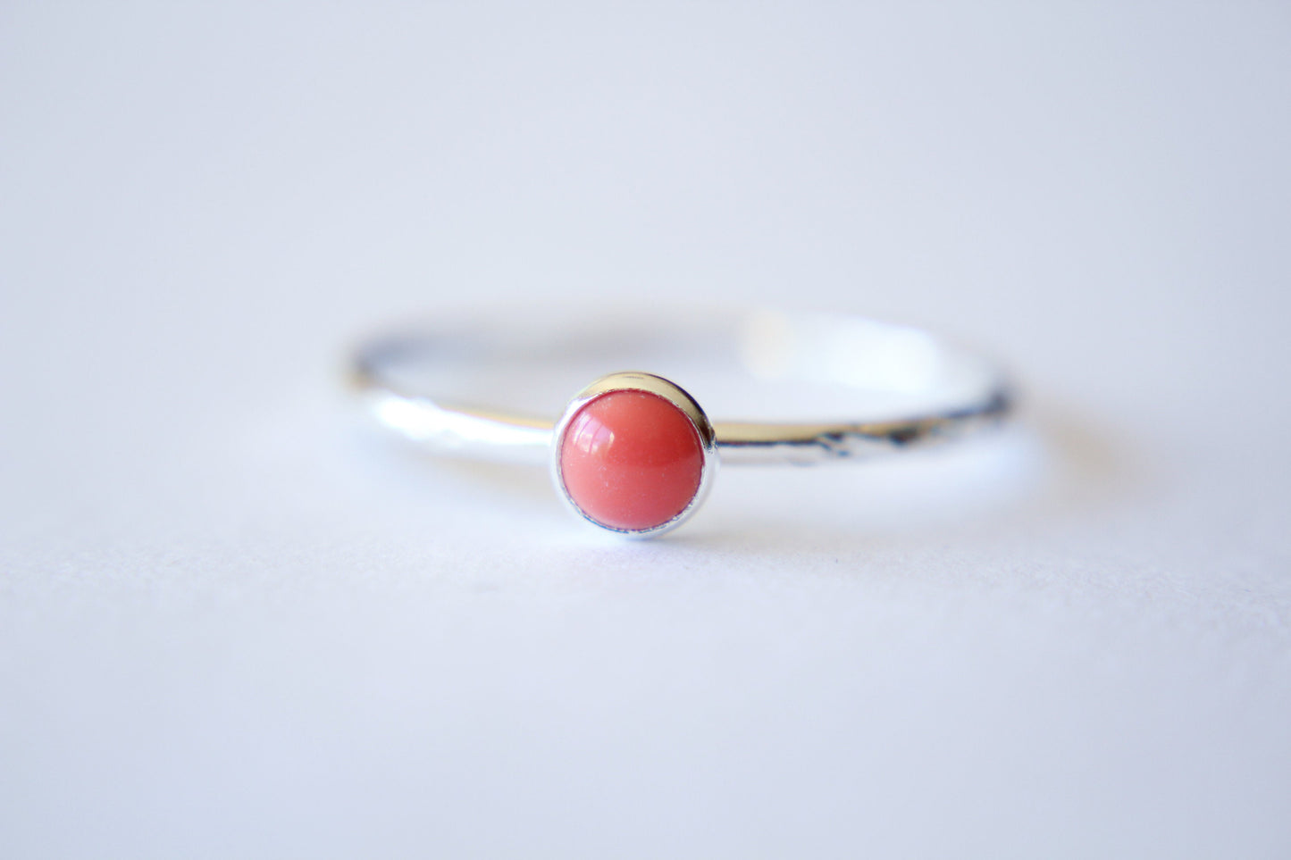 Coral Stacking Ring, Coral Ring, Natural Gemstone Ring, Coral, Gemstone Stacking Ring, Coral Gemstone, Coral Jewelry, Gift