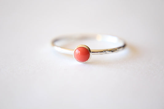 Coral Stacking Ring, Coral Ring, Natural Gemstone Ring, Coral, Gemstone Stacking Ring, Coral Gemstone, Coral Jewelry, Gift