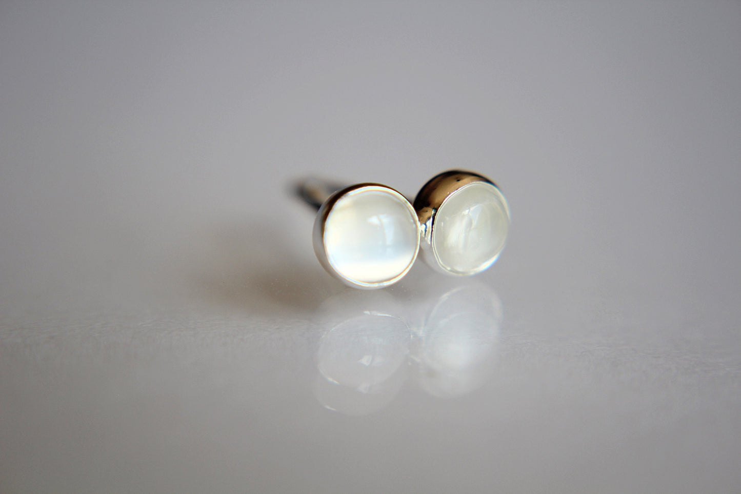 White Moonstone Earrings, Gemstone Earrings, Sterling Earrings, Post Earrings, White Post Earrings, Small Earrings, Minimalist Earrings