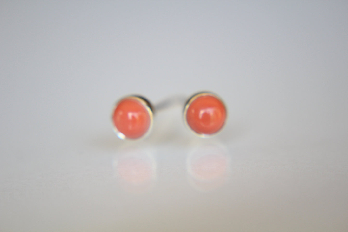 Coral Earrings, Coral Gemstone Earrings, Sterling Earrings, Post Earrings, Coral Post Earrings, Small Earrings, Minimalist Earrings, Gift