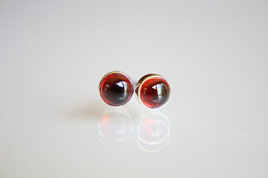 Garnet Earrings, Gemstone Earrings, Sterling Earrings, Post Earrings, Red Post Earrings, Small Earrings, Minimalist Earrings, Gift
