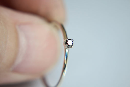 Diamond Ring, Genuine Diamond Ring, Black Diamond, Slim Ring, Minimalist Ring, Gift, Gemstone Ring, Tiny Diamond Ring, Diamond Ring, Gift