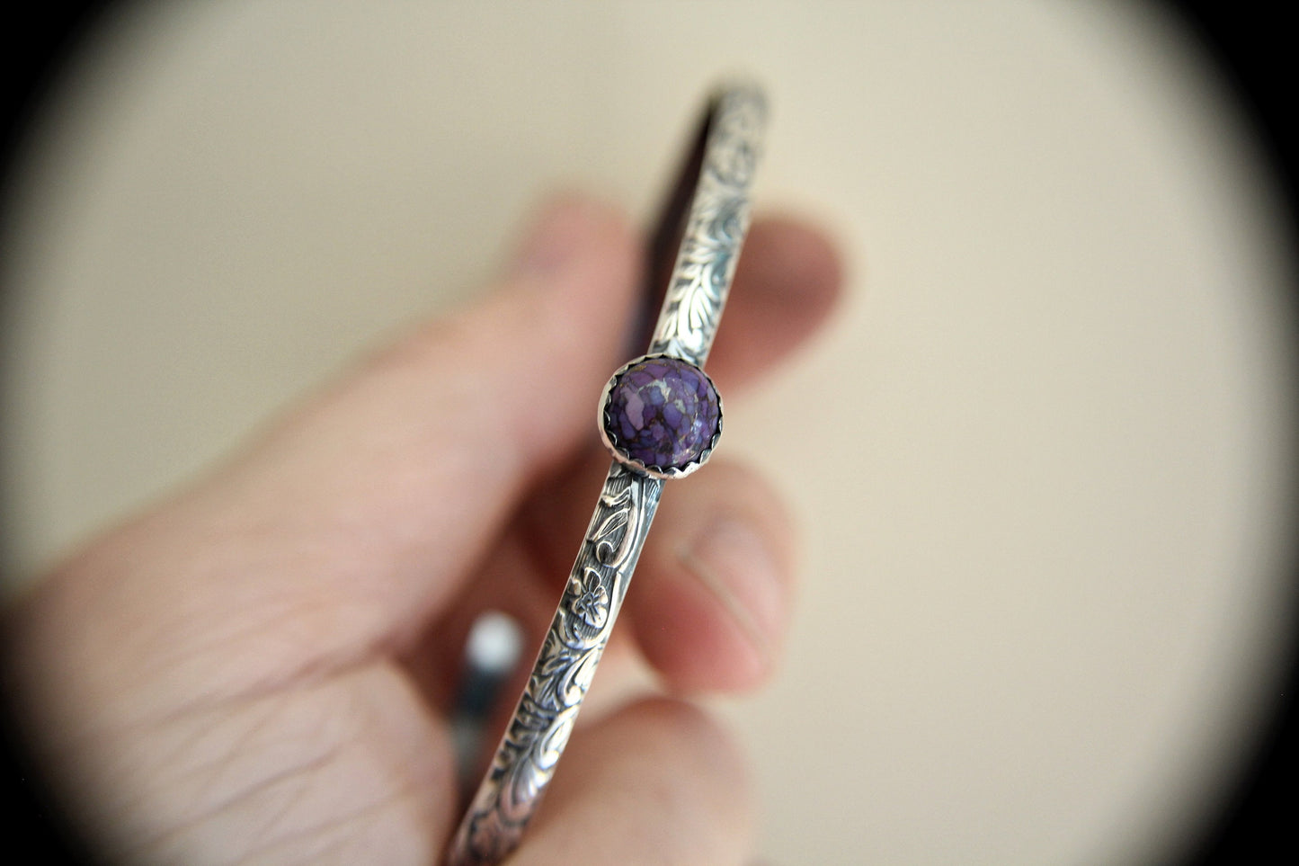 Purple Turquoise Cuff Bracelet, Bohemian Turquoise Jewelry, Floral Pattern Cuff Bracelet, Copper Turquoise Gemstone Cuff, Copper & Turquoise