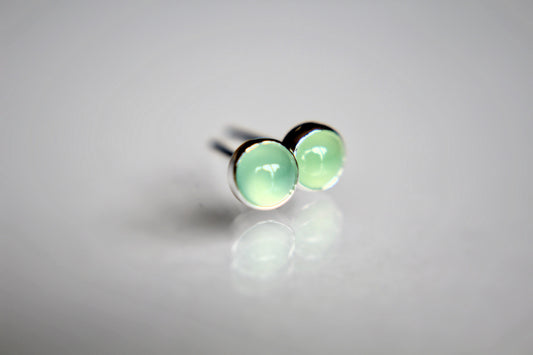 Chrysoprase Earrings, Gemstone Earrings, Sterling Earrings, Post Earrings, Green Post Earrings, Small Earrings, Minimalist Earrings, Gift