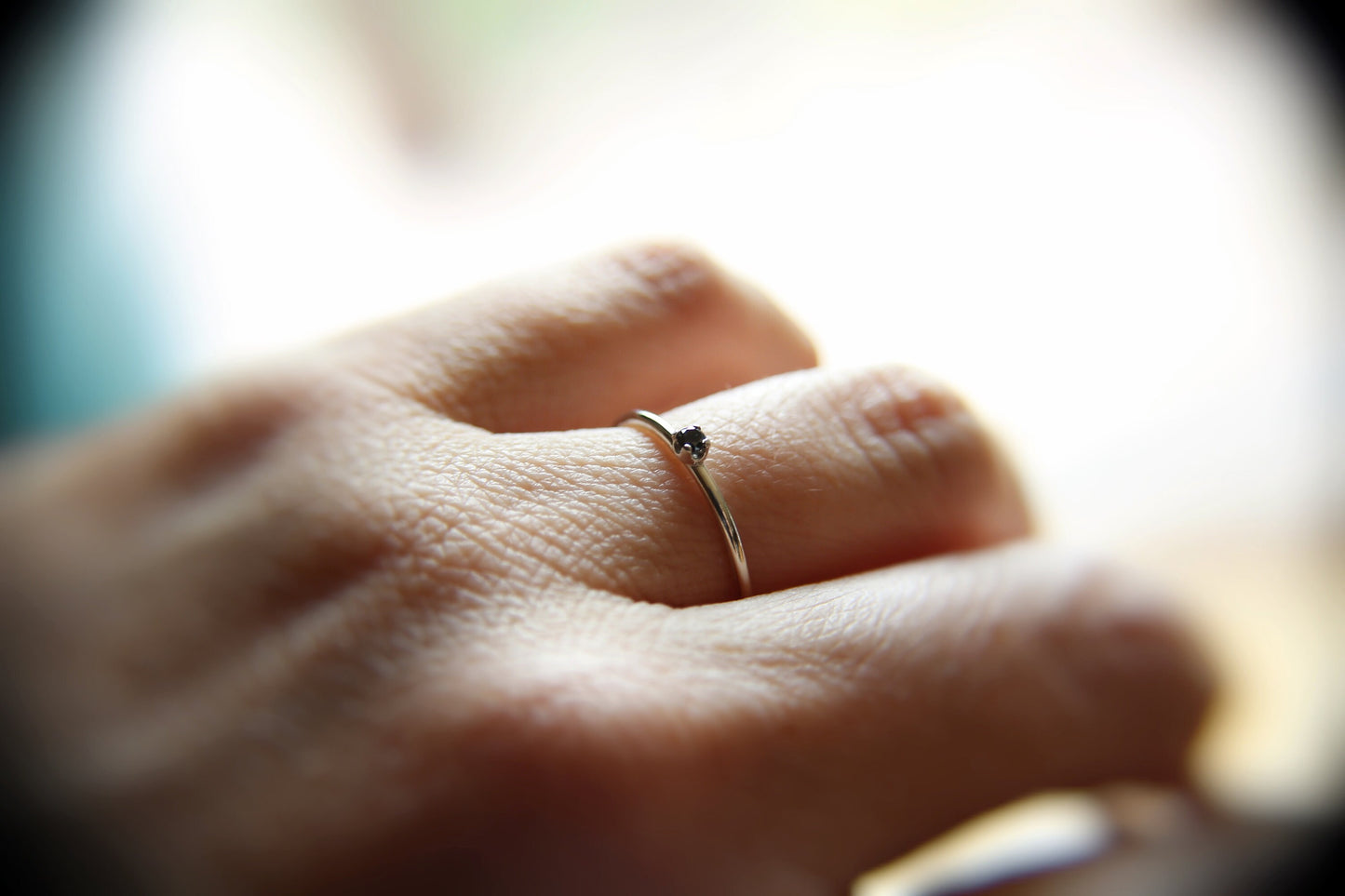 Diamond Ring, Genuine Diamond Ring, Black Diamond, Slim Ring, Minimalist Ring, Gift, Gemstone Ring, Tiny Diamond Ring, Diamond Ring, Gift