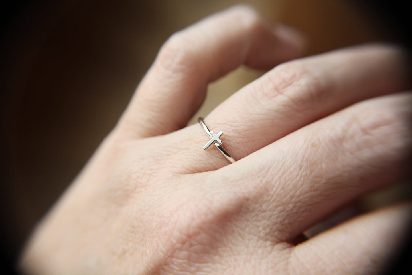 Tiny Sterling Silver Cross Ring, Tiny Cross Ring, Easter gift, Cross Ring, Christian Ring, Baptism Ring, Faith Ring, Silver Cross Ring, Gift