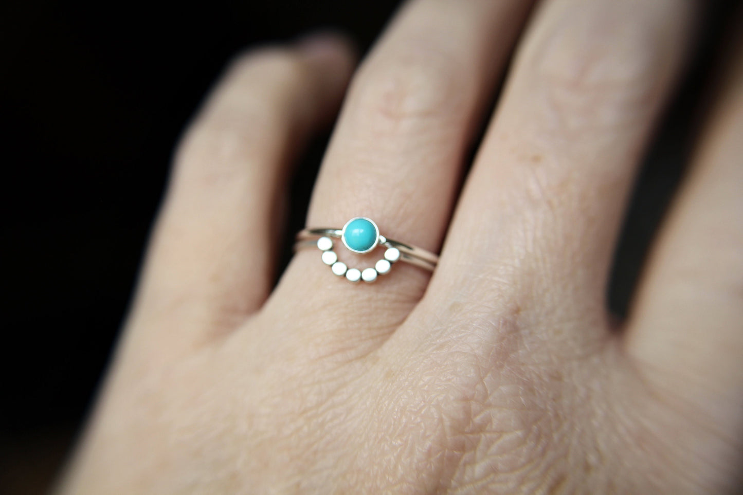 Turquoise Stacking Ring Set, Arch Ring Set, Natural Gemstone Ring, Turquoise, Turquoise Jewelry, Gemstone Stacking Ring, Real Gemstone, Gift