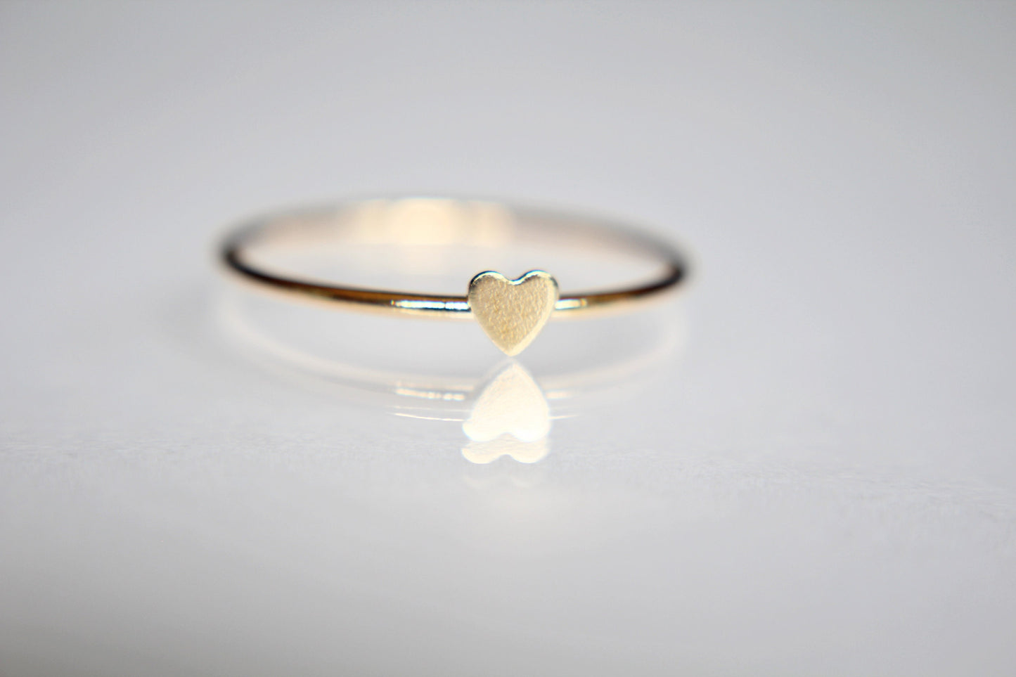 Skinny Solid Gold Heart Stacking Ring,Personalized Rings,Minimalist Rings,Heart Rings,Slim Stacking Rings,Gold Ring, Rings,Couples Rings