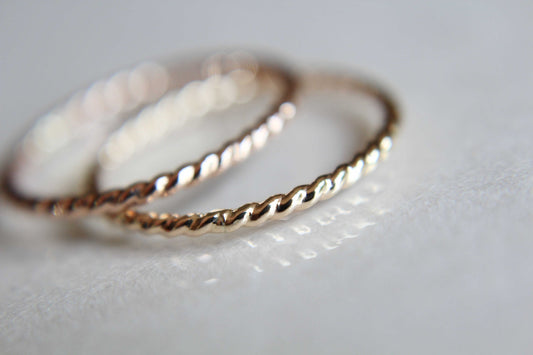 14kt Gold Rope Ring, Stackable Ring, Twisted Ring, Rope Band, Simple Band, Minimalist, Thumb Ring, Stacker, Boho Chic, Twist Ring, Gift