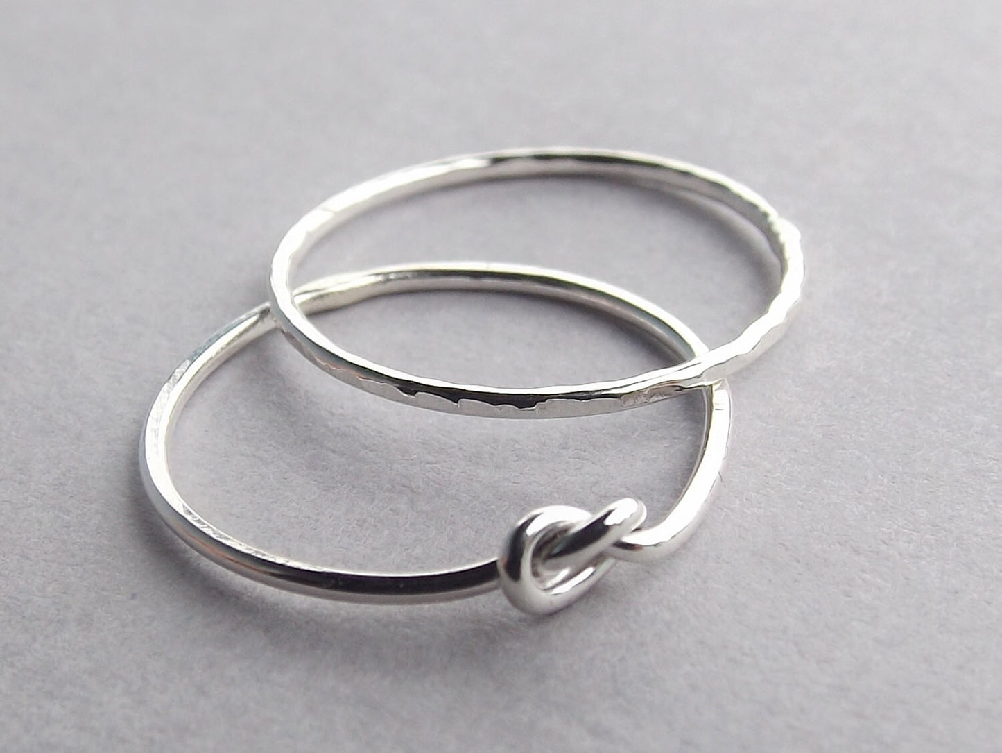Silver Knot Knuckle Ring Set, Knot Ring, Stacking Rings, above knuckle, Knuckle Rings, Toe Rings, Rings, Yellow Goldfilled Knuckle Ring