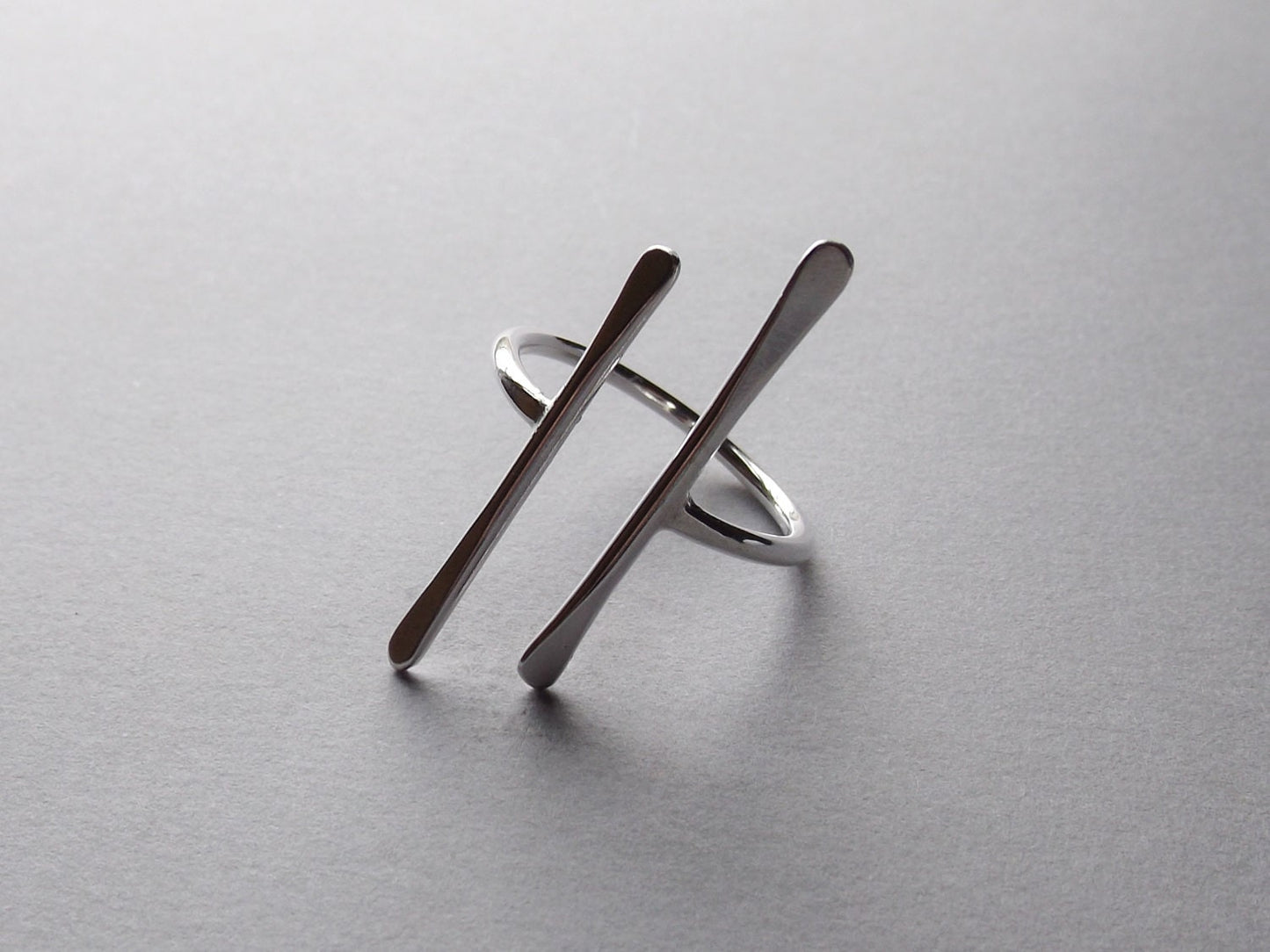 Double Bar Ring, Long Parallel Bar Ring, Parallel Ring, Long Bar Ring, Sterling Silver Bar Ring, Open Ring, Modern, Minimalist Ring, Simple