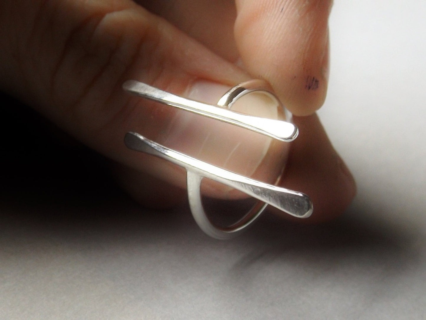 Double Bar Ring, Long Parallel Bar Ring, Parallel Ring, Long Bar Ring, Sterling Silver Bar Ring, Open Ring, Modern, Minimalist Ring, Simple