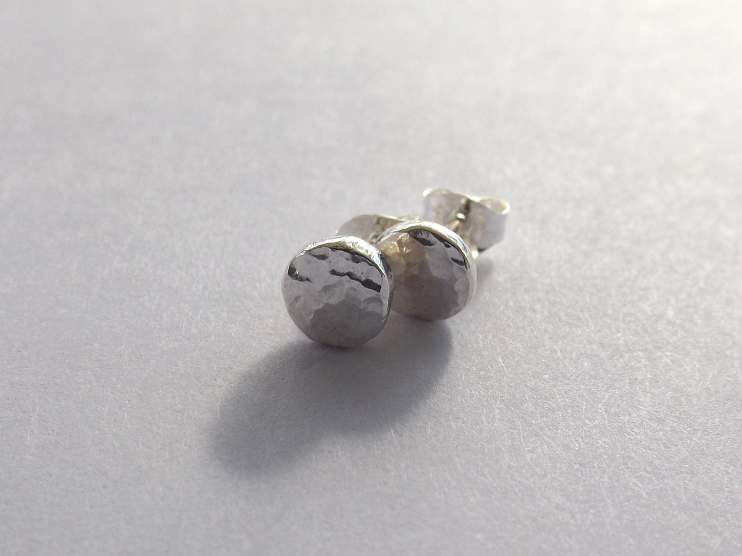 Recycled Silver Circle Earrings, Sterling Earrings, Post Earrings, Faceted Earrings, Disc Earrings, Minimalist Earrings, Post Earrings