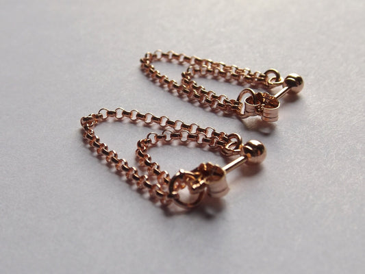 NEW AVAIL Tiny Chain Earrings, Simple Chain Earrings, Rose Gold Earrings, Dangle Earrings, Chain Stud Earrings, Boho Chain Earrings