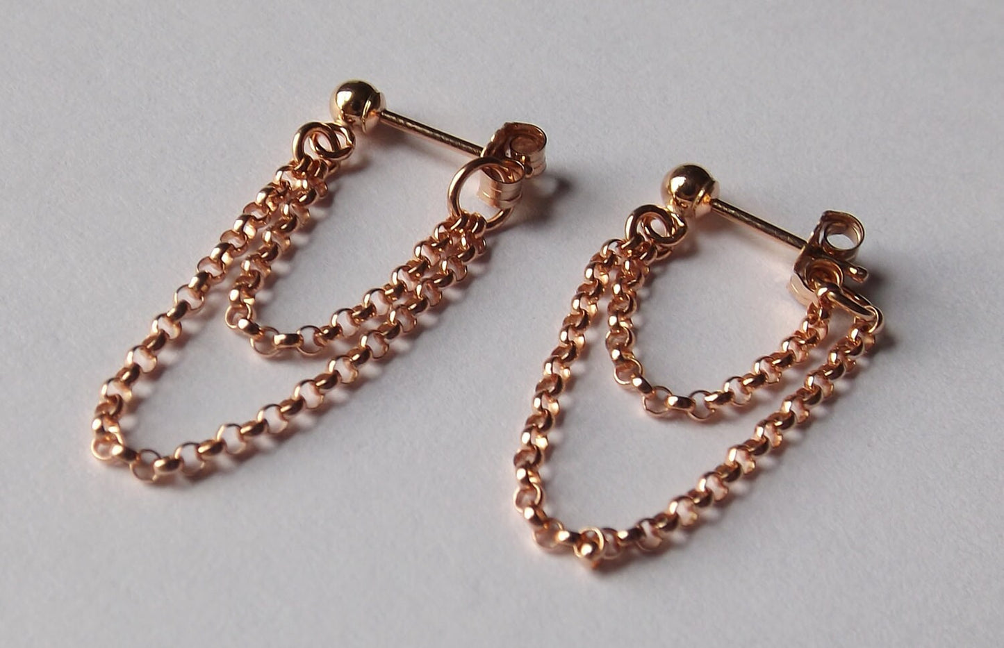 NEW AVAIL Tiny Chain Earrings, Simple Chain Earrings, Rose Gold Earrings, Dangle Earrings, Chain Stud Earrings, Boho Chain Earrings