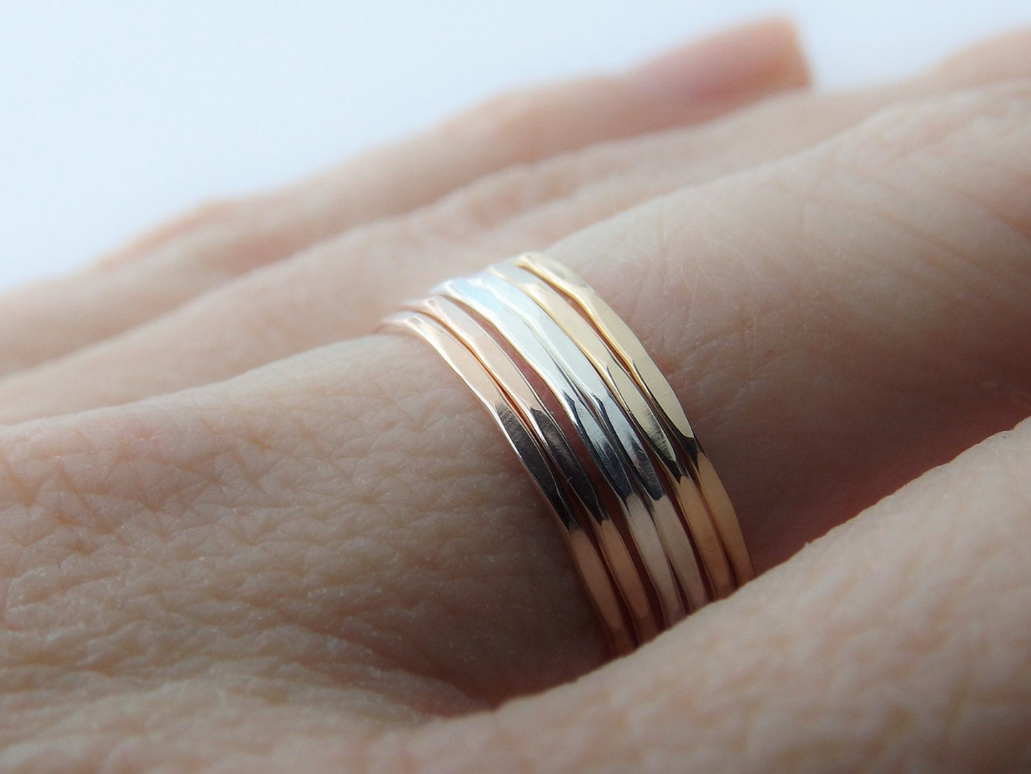 1 Super Skinny Stacking Ring, Knuckle Ring, Thumb Ring, Gold Ring, Stacking Ring, Hammered Ring, Skinny Ring, Thin Rings, Textured Ring