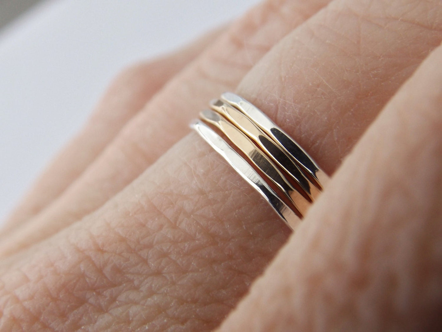 1 Super Skinny Stacking Ring, Knuckle Ring, Thumb Ring, Gold Ring, Stacking Ring, Hammered Ring, Skinny Ring, Thin Rings, Textured Ring