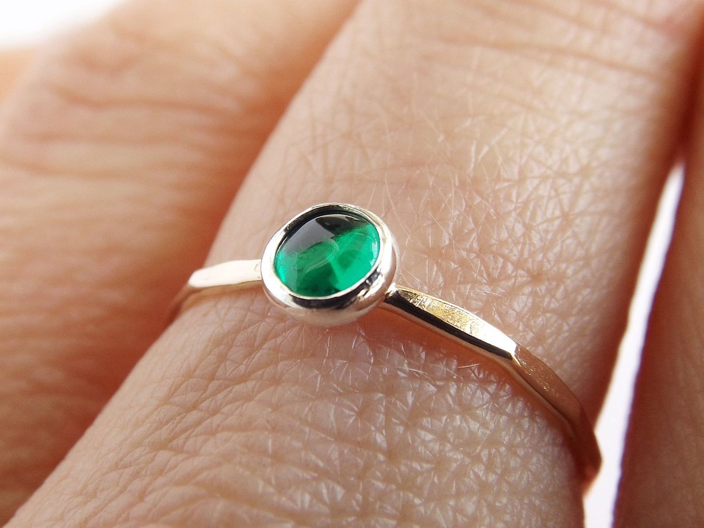 Emerald Ring,Gemstone Ring,Engagement Ring,Romantic Ring,Green and Gold,Emerals,Mixed Metal Stacking Ring,Gold Gemstone Ring,Unique