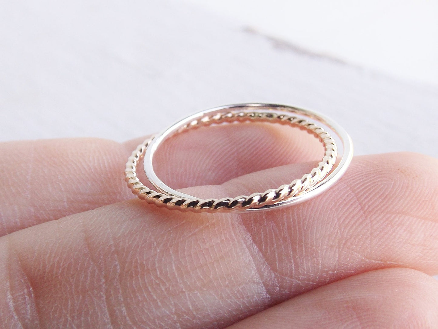 Simple Interlocking Rings,2 Interlocked bands,Stacking rings,Rolling rings,Rope Rings,Minimalist Rings,Unique Rings,Rings,Fidget Ring