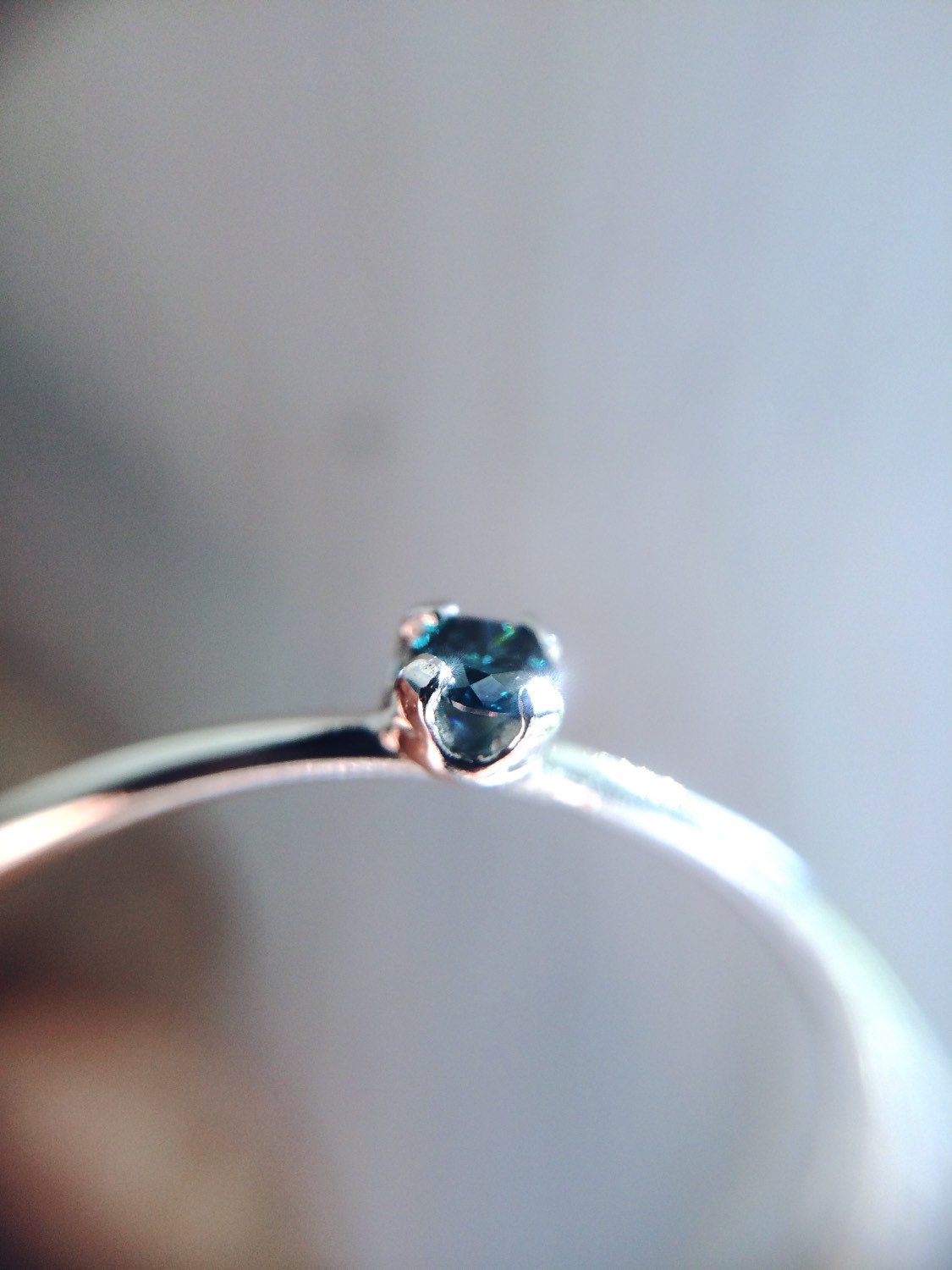 Blue Diamond Ring, Genuine Diamond Ring, Blue Diamond, Slim Ring, Minimalist Ring, Gift, Gemstone Ring, Tiny Diamond Ring, Diamond Ring