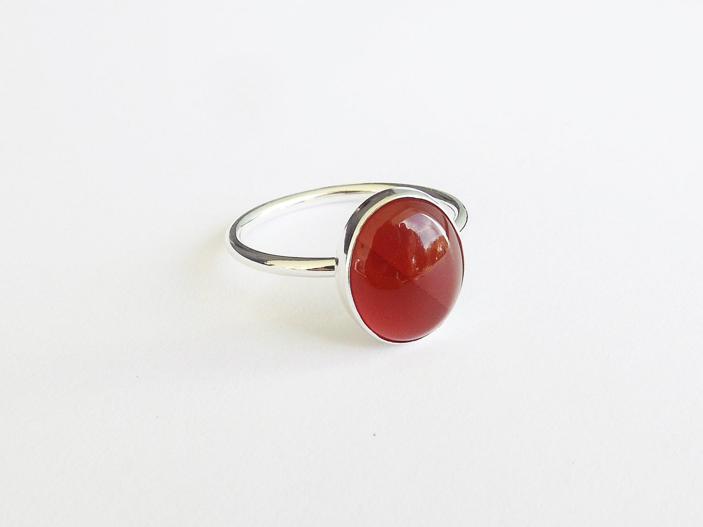 Carnelian Ring, Gemstone Ring, Large Carnelian Ring, Red, Modern, Simple, Everyday, Gift, Gemstone Jewelry, Natural Stone, Cocktail Ring