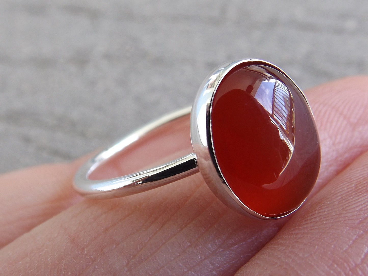 Carnelian Ring, Gemstone Ring, Large Carnelian Ring, Red, Modern, Simple, Everyday, Gift, Gemstone Jewelry, Natural Stone, Cocktail Ring