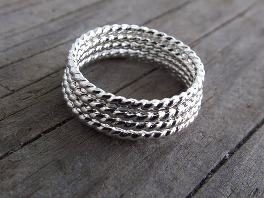 Silver Rope Ring, Stackable Ring, Twisted Ring, Rope Band, Simple Band, Minimalist,Thumb Ring,Simple Ring,Stacker,Boho Chic, Twist Ring