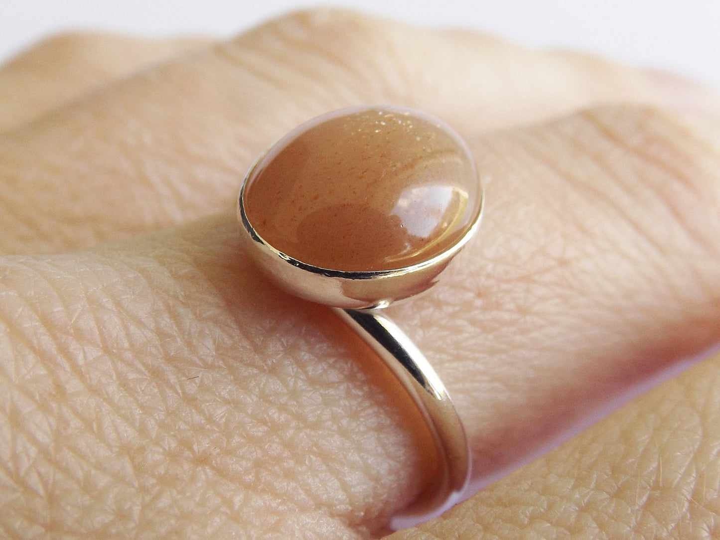 Sunstone Ring, Gemstone Ring, Large Sunstone Ring, Peach,Modern, Simple, Statement, Gemstone Jewelry, Natural Stone, Cocktail Ring, Oval