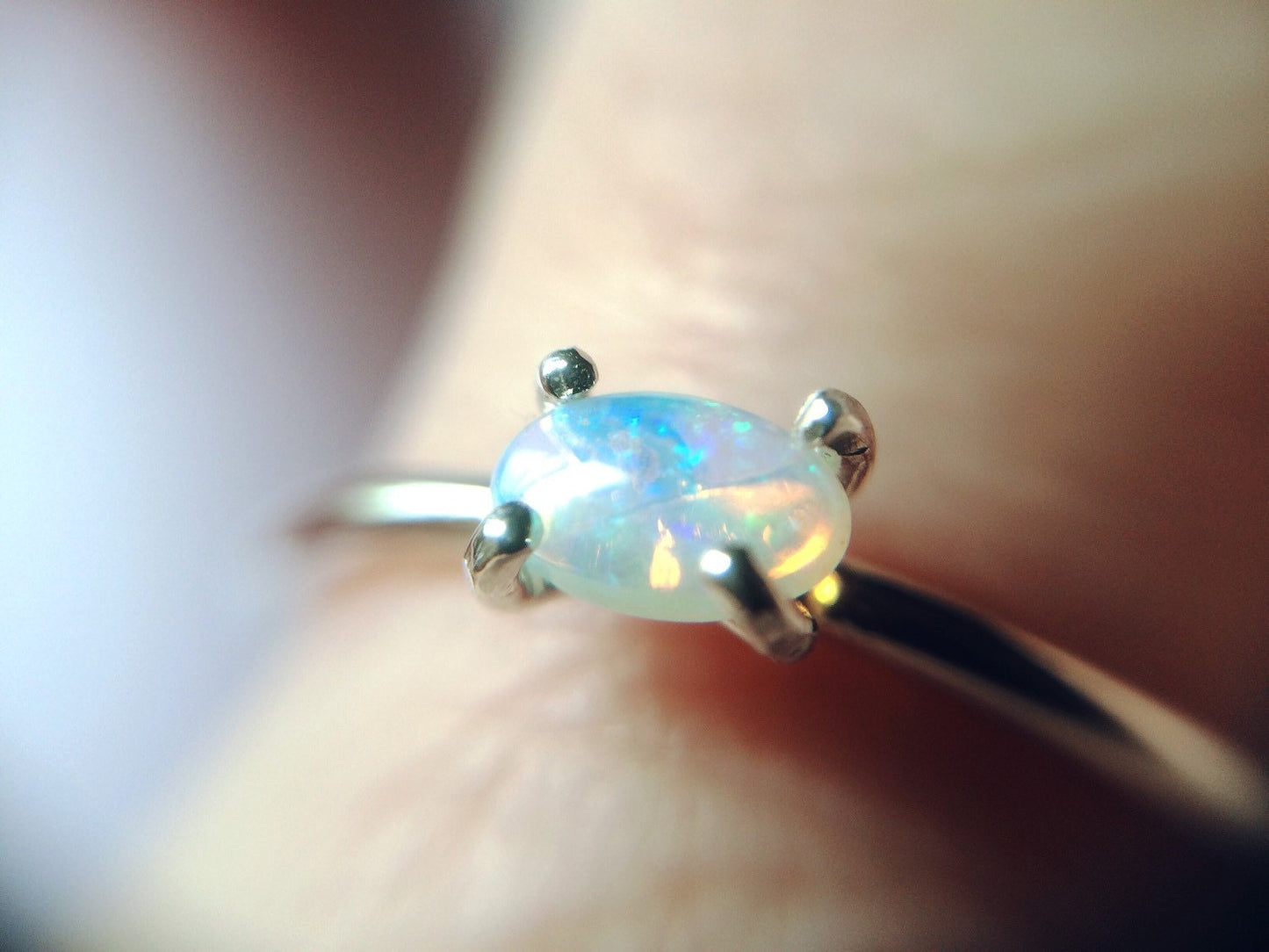 Opal Ring, Oval Opal, Stacking Ring, Sterling Silver Opal Ring, Natural Opal, Genuine Opal Ring, Simple, Minimal, Boho, Modern, Gypsy, Gift