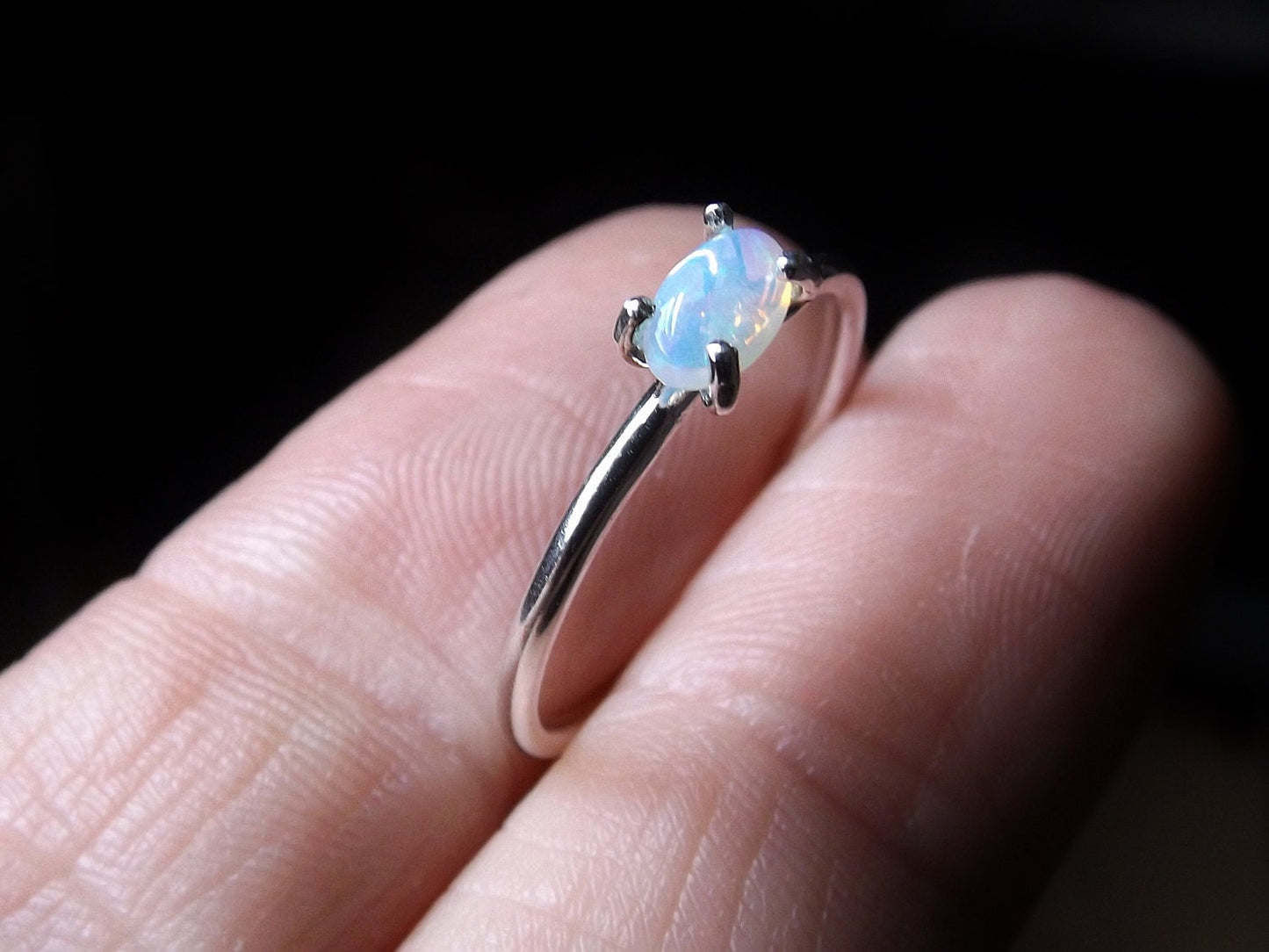 Opal Ring, Oval Opal, Stacking Ring, Sterling Silver Opal Ring, Natural Opal, Genuine Opal Ring, Simple, Minimal, Boho, Modern, Gypsy, Gift