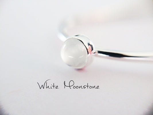 Moonstone Stacking Ring, Moonstone Ring, Engagement Ring, June Birthstone, White Moonstone, Gemstone Stacking Ring, White, Moonstone, Gift