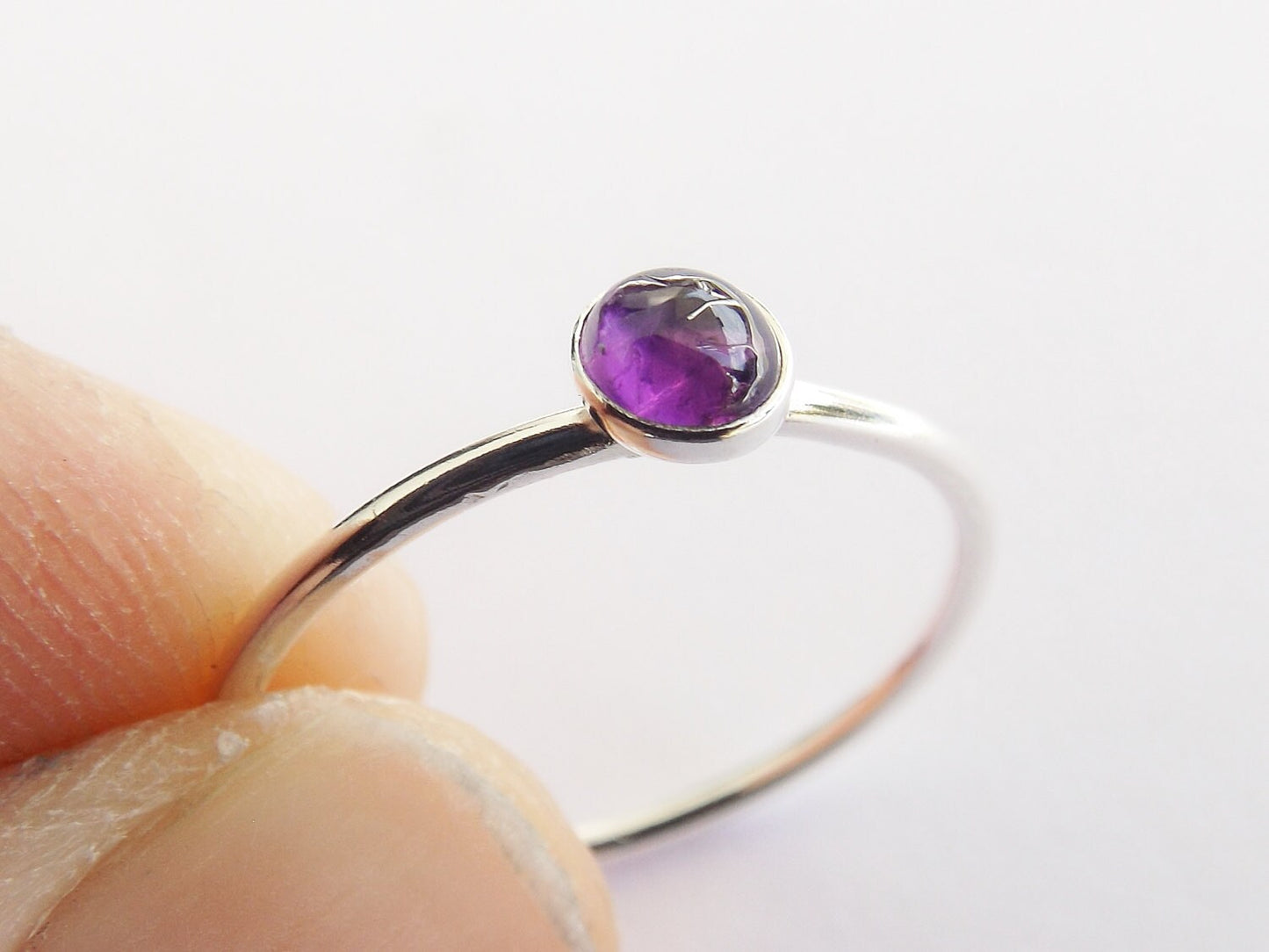 SALE-Amethyst Stacking Ring, Amethyst Ring, Natural Gem Ring, February Birthstone, Amethyst, Gemstone Stacking Ring, Purple, Amethyst, Gift