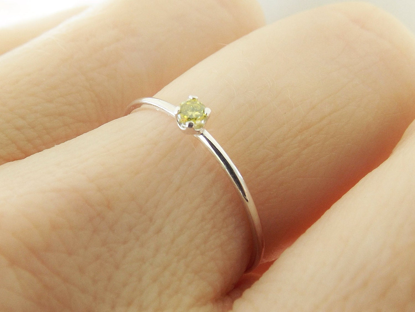Yellow Diamond Ring, Genuine Diamond Ring, Yellow Diamond, Slim Ring, Minimalist Ring, Gift, Gemstone Ring, Tiny Diamond Ring, Diamond Ring