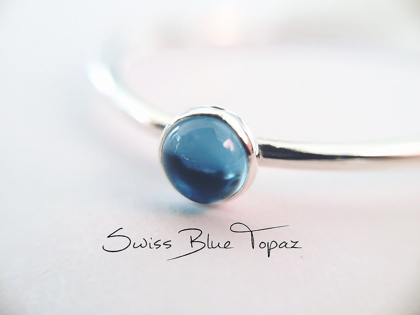 Blue Topaz Stacking Ring, Blue Topaz Ring, Engagement Ring, December Birthstone, Swiss Blue Topaz, Gemstone Stacking Ring, Blue, Topaz, Gift