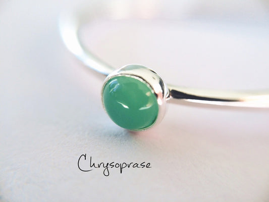 Chrysoprase Stacking Ring, Chrysoprase Ring, Natural Gem Ring, May Birthstone, Chrysoprase, Gemstone Stacking Ring, Green, Chrysoprase, Gift