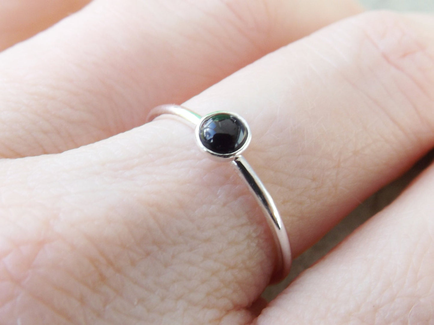 SALE-Black Onyx Stacking Ring, Onyx Ring, Natural Gemstone Ring, Yin and Yang, Onyx, Gemstone Stacking Ring, Black, Onyx Stone, Simple, Gift