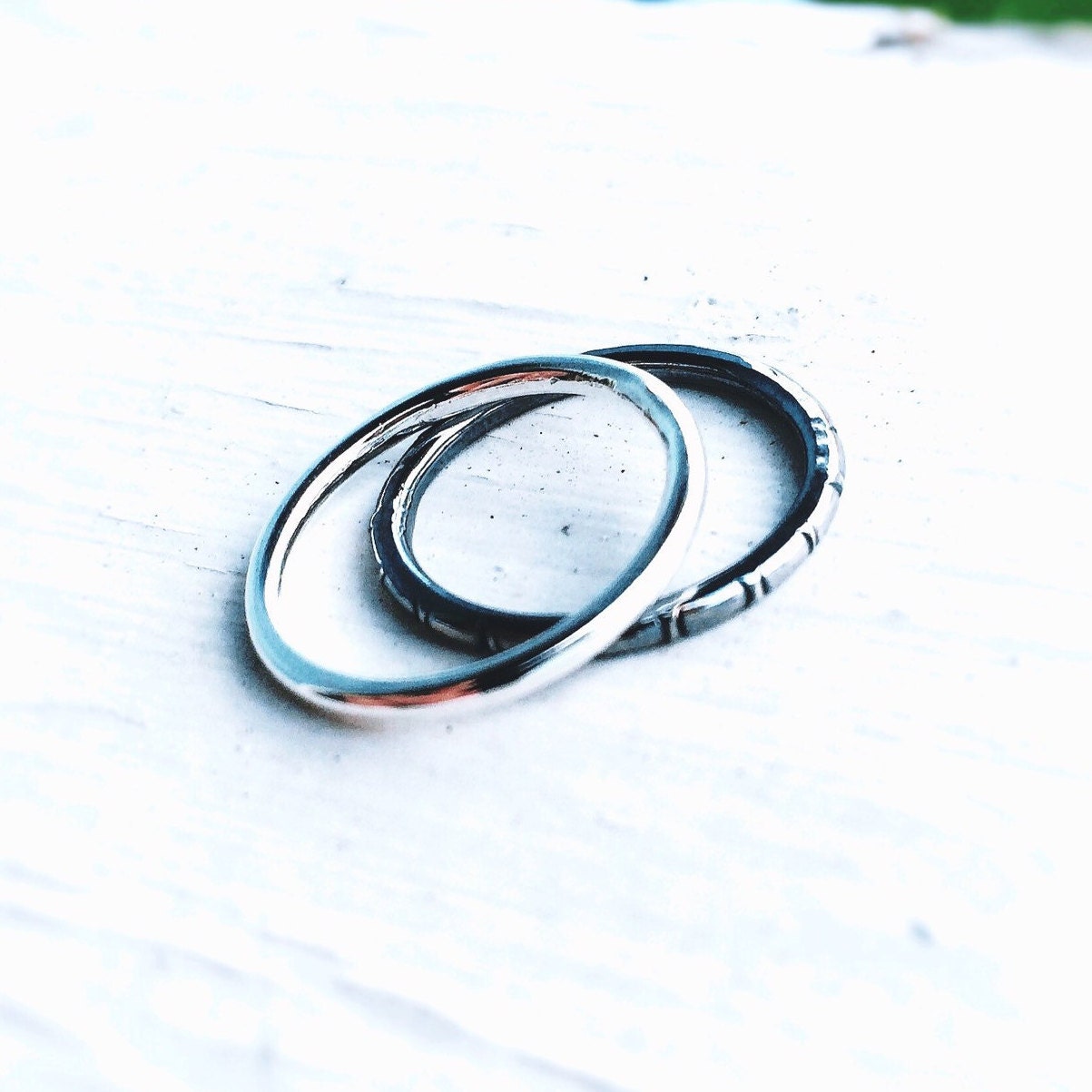 Sterling Rings, Stacking Rings, Contrast Stacking Rings, Yin and Yang Rings, Simple Thick Rings, Light and Dark Rings, Minimalist Jewelry
